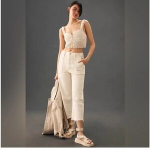Mother Patch Pocket Private Ankle Fray Jeans In Cream Puffs